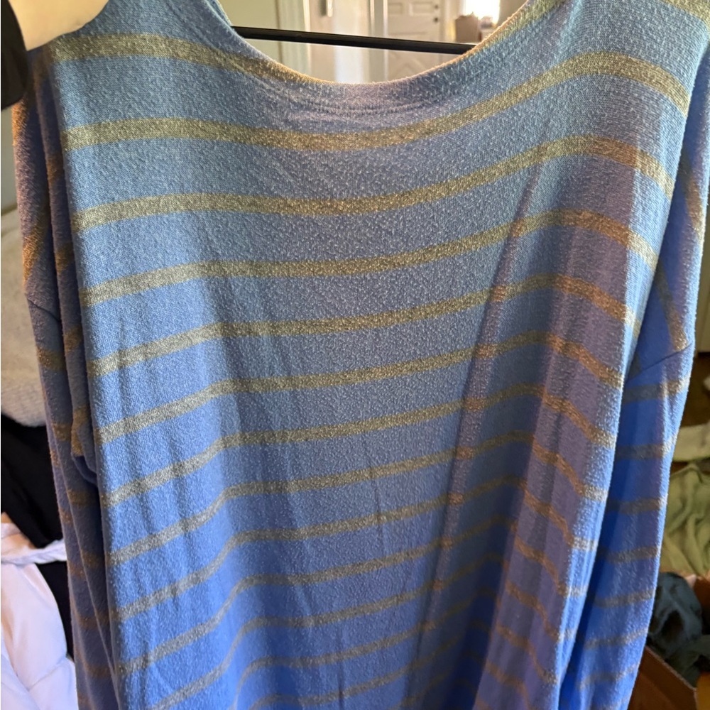 Motherhood Maternity Blue Striped Knit Top